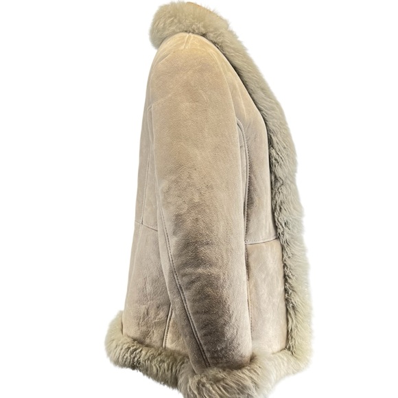 Skinny’s Hideout Vintage New Zealand Shearling Wool Gray Coat Women’s Small - Picture 2 of 15